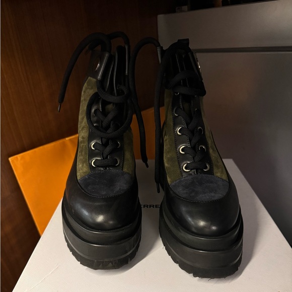 Pierre Hardy 50MM Penny Lace Up Bootie Green and Black 40 NWT - Picture 2 of 12